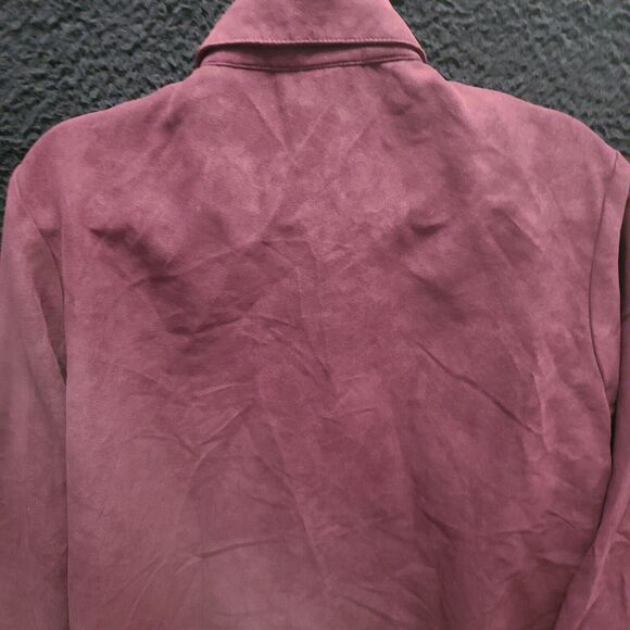 Maggie Sweet Womens Button Up Shirt Maroon Size Medium 100% Polyester LongSleeve - Picture 12 of 12